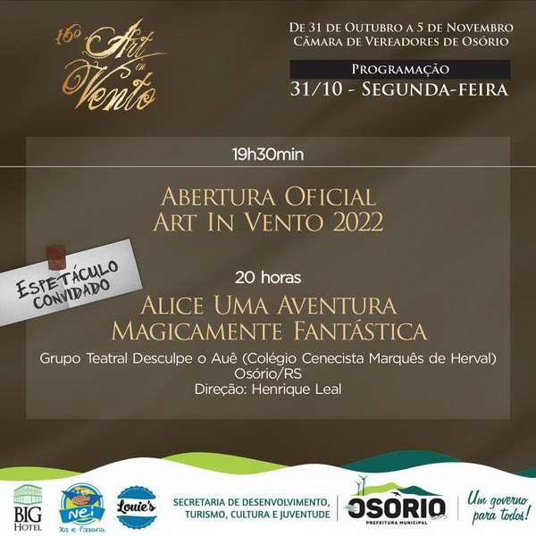 Festival de teatro retorna com público presencial e terá grande programação em Osório 99 Festival de teatro retorna com público presencial e terá grande programação em Osório 98