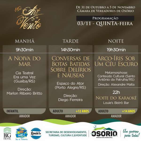 Festival de teatro retorna com público presencial e terá grande programação em Osório 91 Festival de teatro retorna com público presencial e terá grande programação em Osório 90