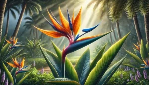 Estrelícia florida com casca de banana