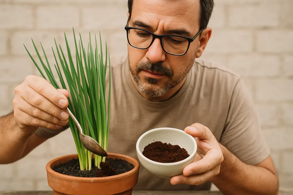 Como adubar sua cebolinha com borra de café sem correr o risco de apodrecimento