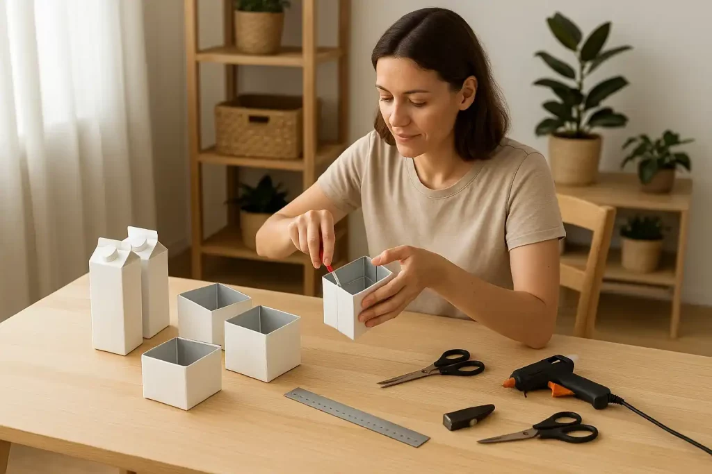 Ideias DIY para reutilizar caixas de leite e reduzir o lixo em casa com criatividade