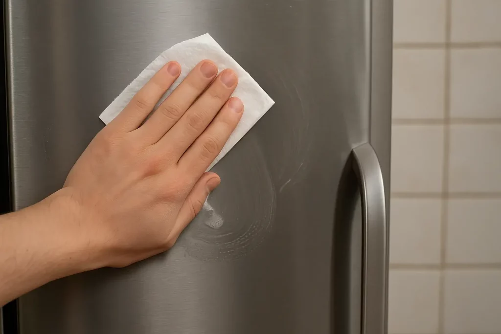 Tire marcas de dedo do inox com apenas sabão e papel