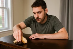 Filtro de café usado remove manchas de madeira naturalmente