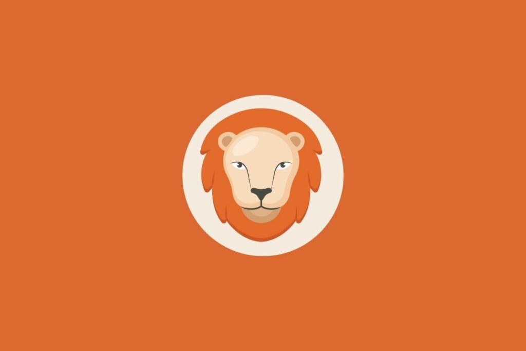 Ilustração de um leão em um fundo laranja