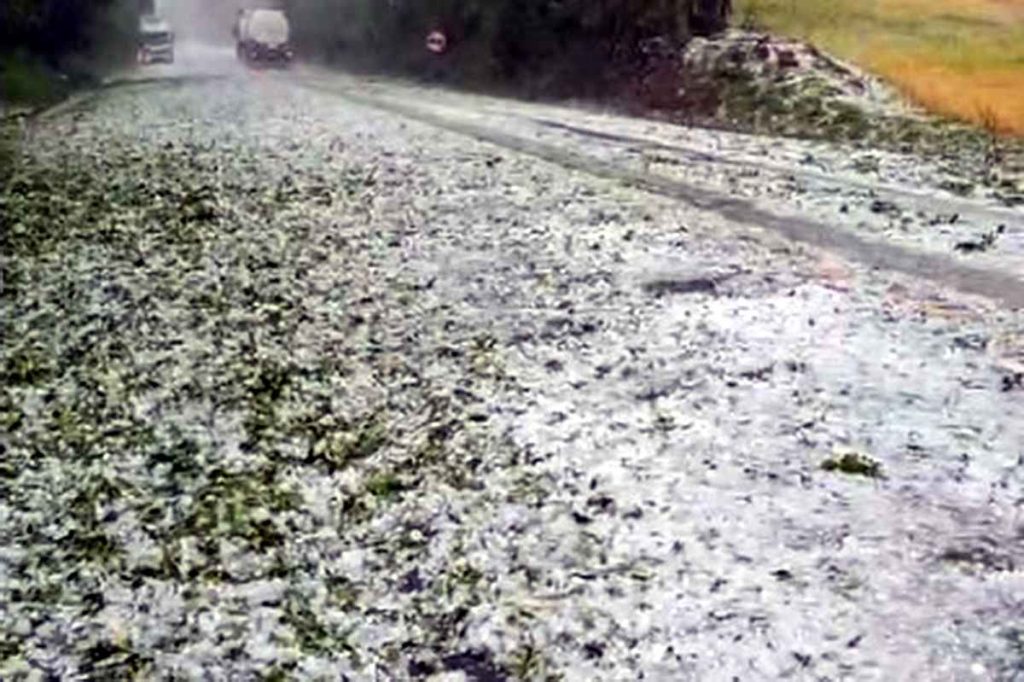 Granizo no RS transforma cidade em “tapete de gelo” após tempestade