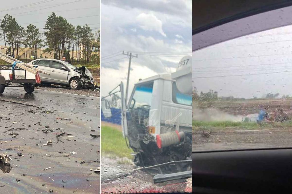 Acidente na Estrada do Mar deixa feridos após colisão entre carros e caminhão