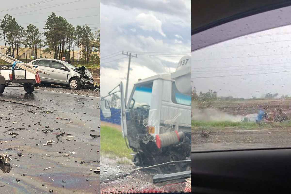Acidente na Estrada do Mar deixa feridos após colisão entre carros e caminhão
