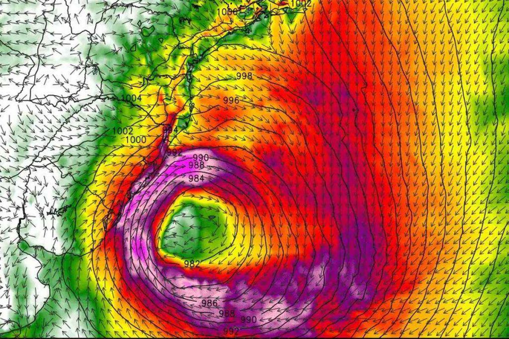 litoral, Ciclone no RS