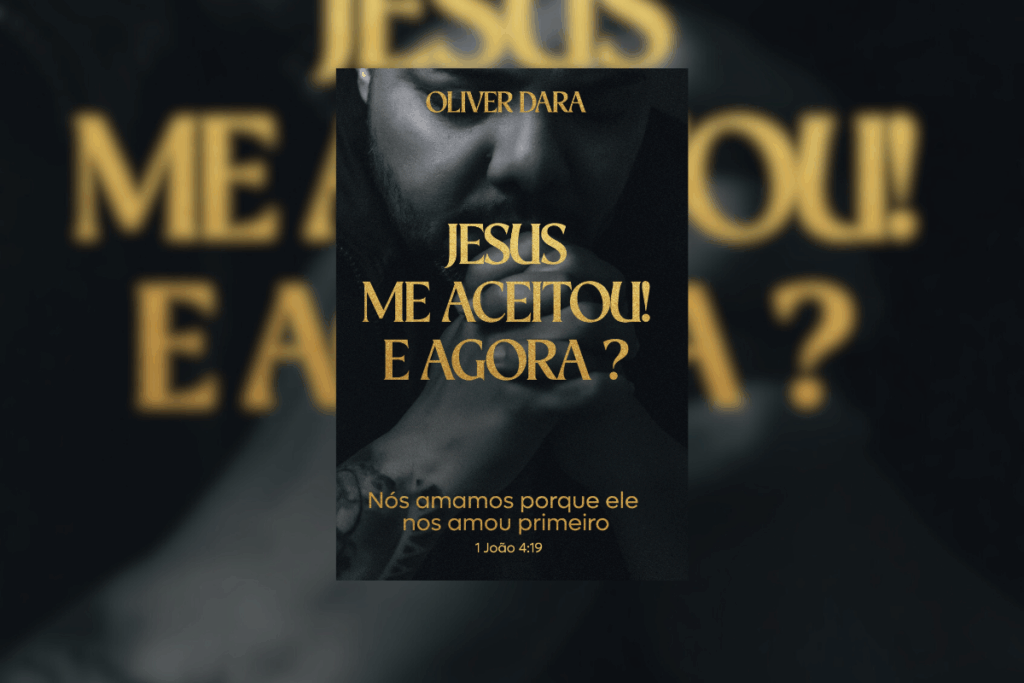 capa do livro "Jesus me aceitou e agora?" com rosto de homem em preto e branco