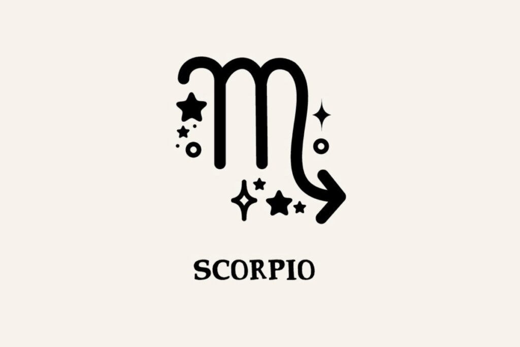 Ilustração com estrelas do signo de Escorpião em um fundo bege