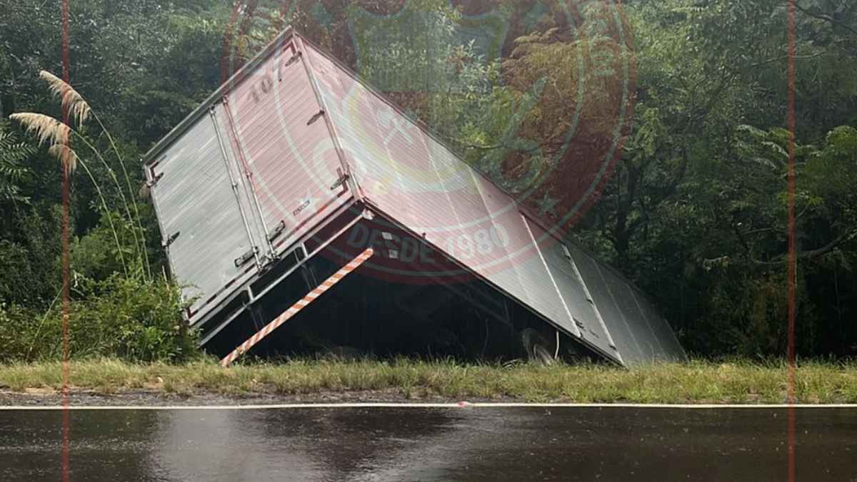 Caminhão sai da pista na Rota do Sol em Garibaldi