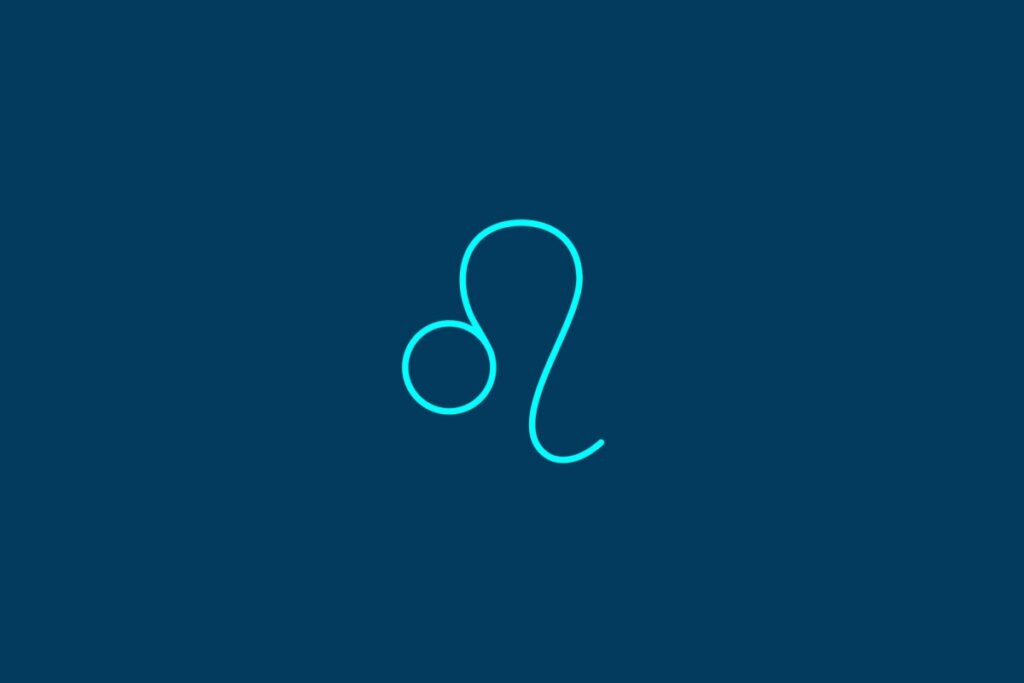 Tarot semanal: previsão para os signos de 23 a 29 de março de 2026 68 Ilustração do signo de Leão, contendo um círculo pequeno conectado a uma linha ondulada que forma uma cauda curvada, em fundo azul-escuro