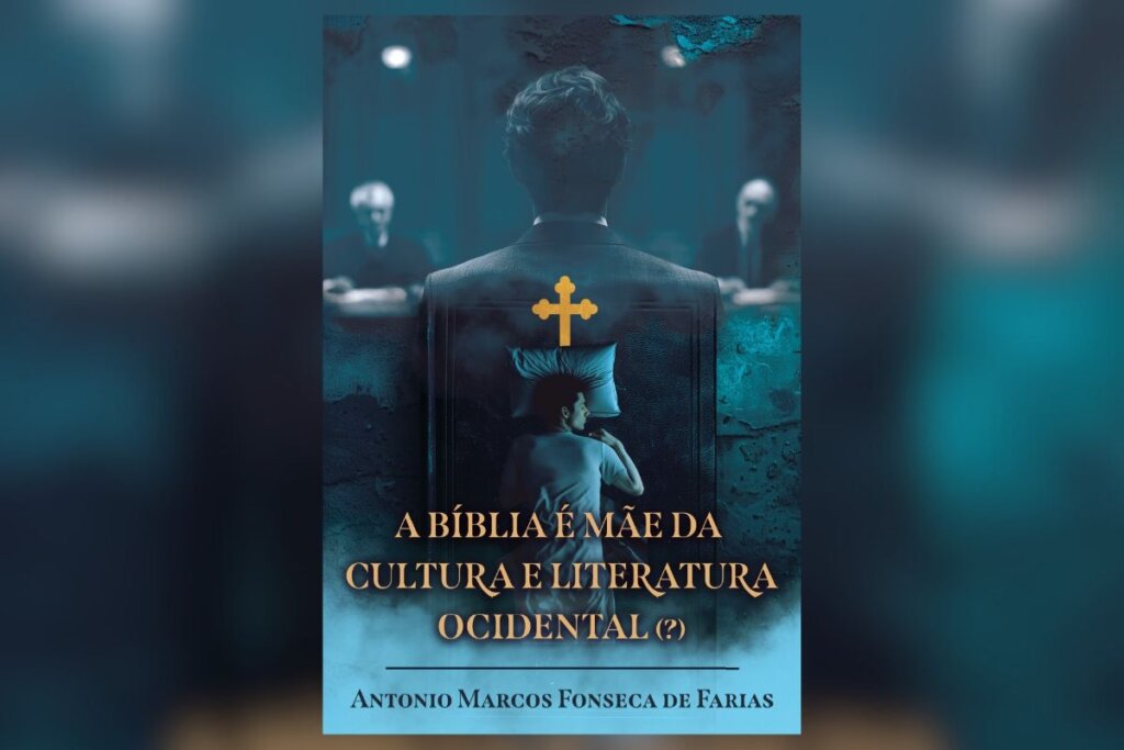 14 livros para expandir os horizontes em março 73 Capa do livro "A Bíblia é mãe da cultura e literatura ocidental", com a ilustração de um homem dormindo em uma cama e o nome do livro acima dele