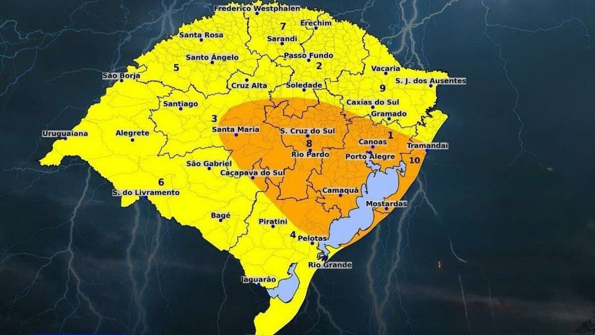 RS entra em alerta para temporais com vento acima de 90 km/h