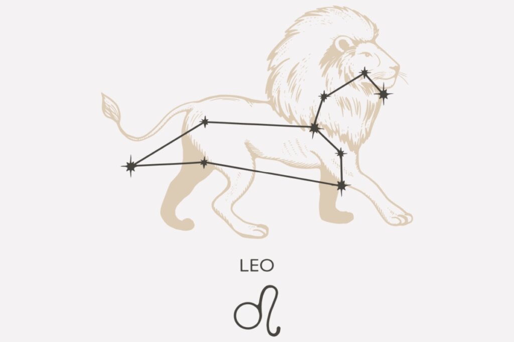 Horóscopo do dia: previsão para os 12 signos em 17/03/2026 58 Ilustração e constelação do signo de Leão em um fundo cinza
