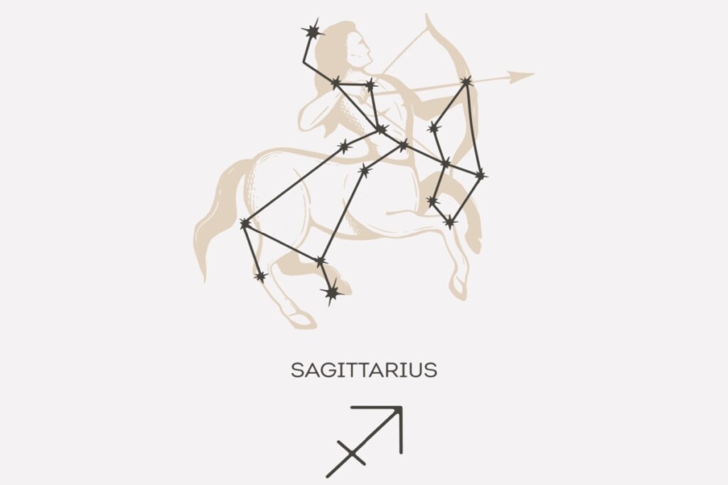 Horóscopo do dia: previsão para os 12 signos em 17/03/2026 62 Ilustração e constelação do signo de Sagitário em um fundo cinza
