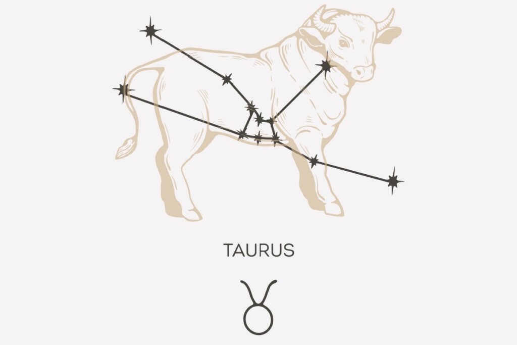 Horóscopo do dia: previsão para os 12 signos em 17/03/2026 55 Ilustração e constelação do signo de Touro em um fundo cinza