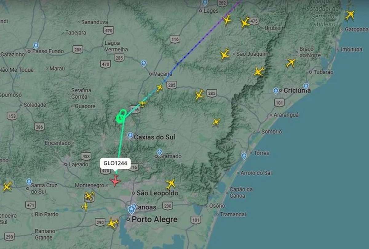 Avião da Gol arremete em Caxias do Sul após pane e pousa em Porto Alegre a 329 km/h
