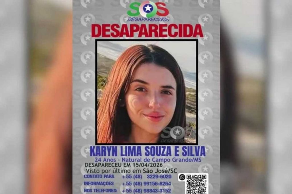 Jovem desaparece após entrar em carro de aplicativo em SC; Karyn Lima é procurada pela polícia