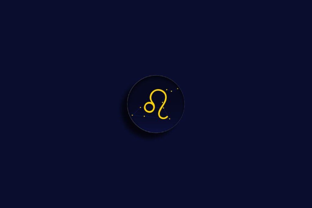 Horóscopo do dia: previsão para os 12 signos em 04/04/2026 58 Ilustração do signo de leão em amarelo sobre um fundo azul-escuro