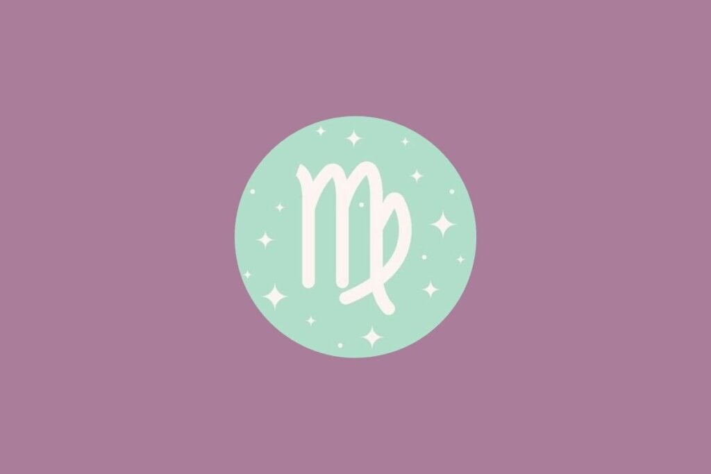 Tarot semanal: previsão para os signos de 06 a 12 de abril de 2026 69 Ilustração do signo de virgem em um círculo verde com estrelas e em um fundo roxo
