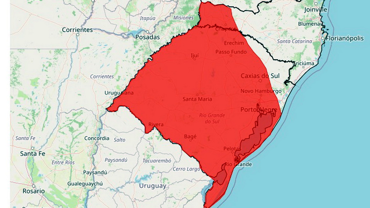 Alerta vermelho atinge Porto Alegre e Litoral Norte com risco de danos e apagões