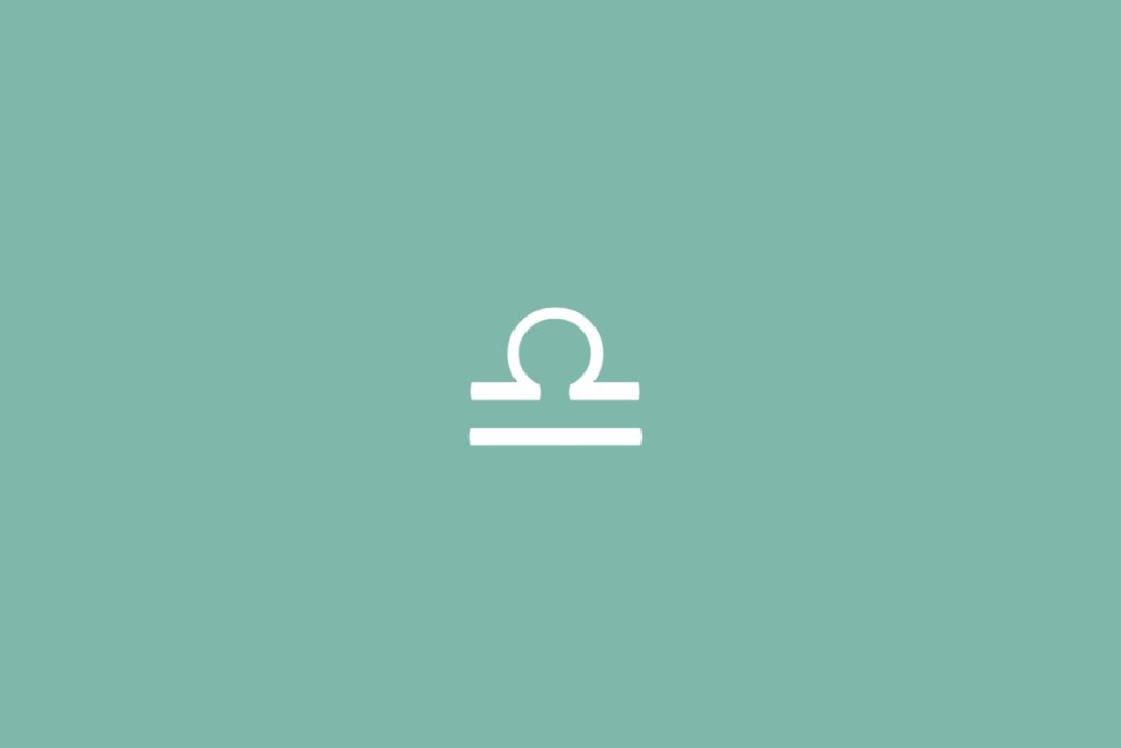 Ilustração do signo de Libra em branco em um fundo verde