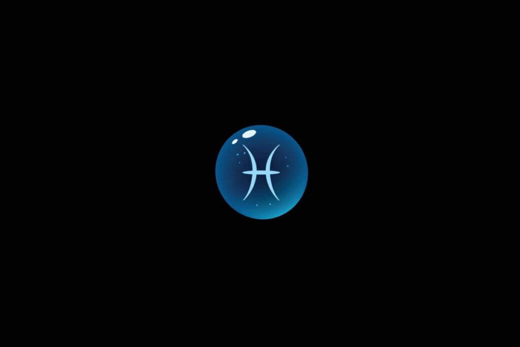 Tarot do dia: previsão para os 12 signos em 03/06/2026 65 Ilustração do signo de peixes dentro de uma bolha azul sobre um fundo preto