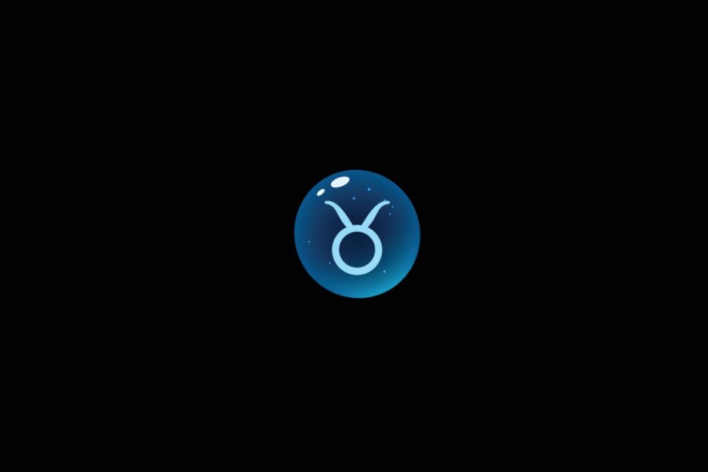 Tarot do dia: previsão para os 12 signos em 03/06/2026 55 Ilustração do signo de touro dentro de uma bolha azul sobre um fundo preto